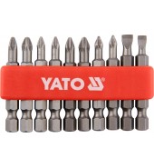 Биты в наборе 1/4"х50мм (10шт) S2 HRC58-62 YATO (YT-0483)