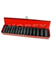 Набор головок ударных глубоких 1/2" 15пр. (10-30мм.) HOREX (HZ 24.1.015L)