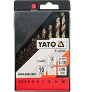 Набор свёрл по металлу 1,0-10,0мм Co-HSS (10пр.) YATO (YT-41603)