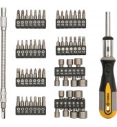 Отвёртка с трещёткой + головки и биты 58пр. VOREL (64656)