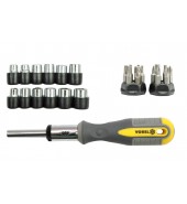 Отвёртка с трещёткой + головки и биты 29пр. VOREL (60975)
