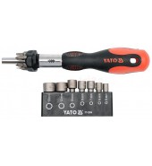 Отвёртка с трещёткой + головки и биты 14пр. YATO (YT-2804)