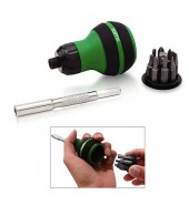 Отвертка реверсивная "бочка" + биты + удлиннитель 9в1. TOPTUL (GAAR1101)