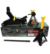 Домкрат подкатной гидравлический 2т (h min 130мм.h max 330мм) с комплектом аксессуаров Rock FORCE (RF-TH12074)