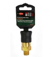 Быстроразъем пневматический с клапаном, наружная резьба 1/4" (ONE TOUCH) в пластиковом держателе ROCK FORCE (SE6-2SM)