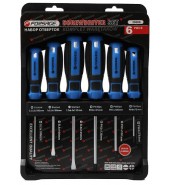 Набор отверток магнитных(SL3х100,5,5х100,6.5х125мм,PH2х125мм,1х100,0х75мм)6пр.на пластиковом держателе FORSAGE (F-2068A)