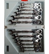Набор Ключей Рожково-Накидных С Трещоткой Шарнирных 8-19мм. (12пр.) SILVER (SK-012-01)