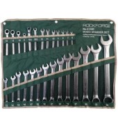 Набор ключей комбинированных универсальный 27пр,разрезные 2пр трещоточные 4пр на полотне ROCK FORCE (RF-5150R)