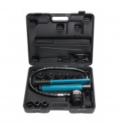 Пробойник гидравлический с насосом 11т (Ø22, 27.5, 34, 43, 49, 60мм, сталь нерж.-1.6мм, медь/алюм.-3.2мм,ход штока-20мм),в кейсе(F-71002D)