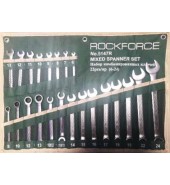 Набор ключей комбинированных универсальный 22пр;.комбинированные,разрезные.трещоточные на полотне ROCK FORCE (RF-5147R)